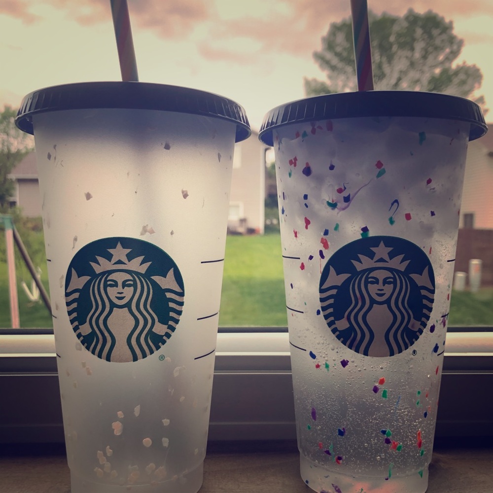 Color changing Starbucks Confetti Cup w/ 🌈 straw